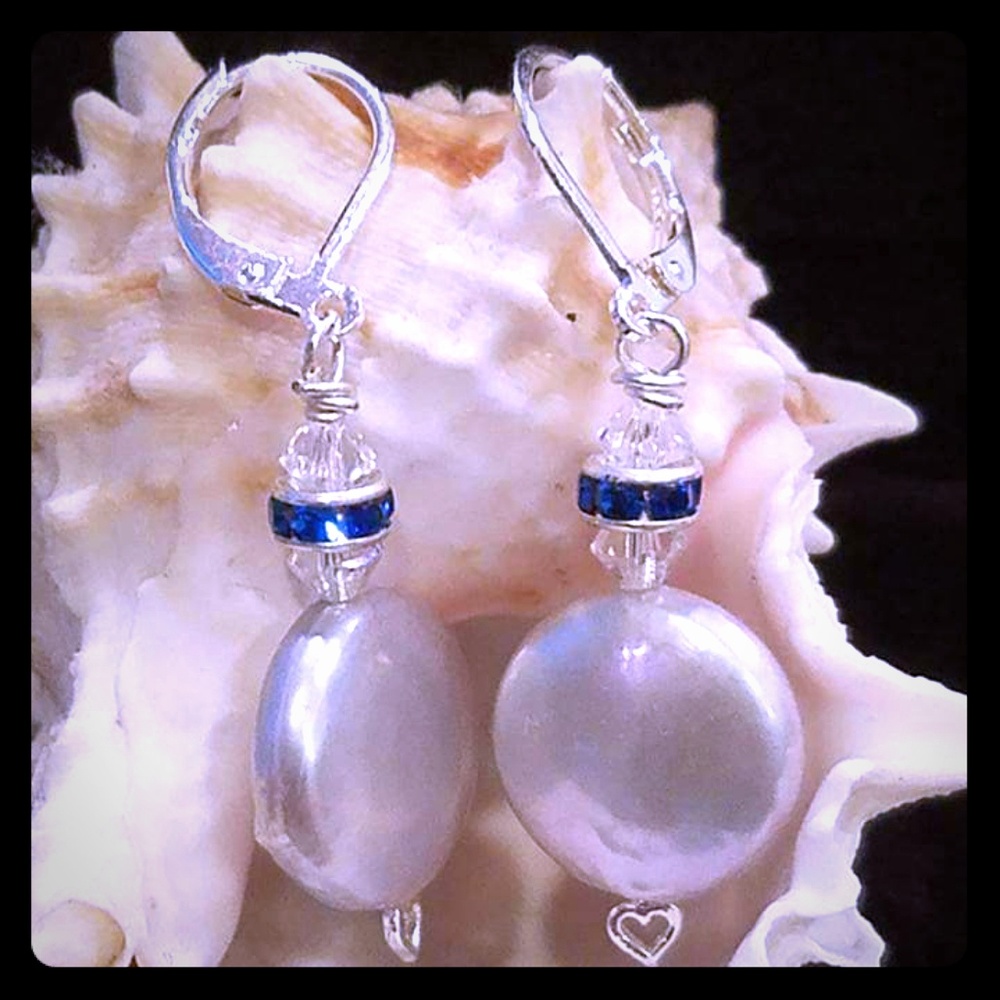 Keshi & Sahpire Swarovski Earrings